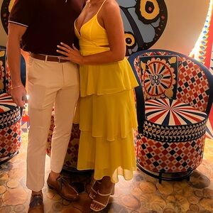 Lulus Tier And Now Yellow Tie-back Tiered Maxi Dress - Size S